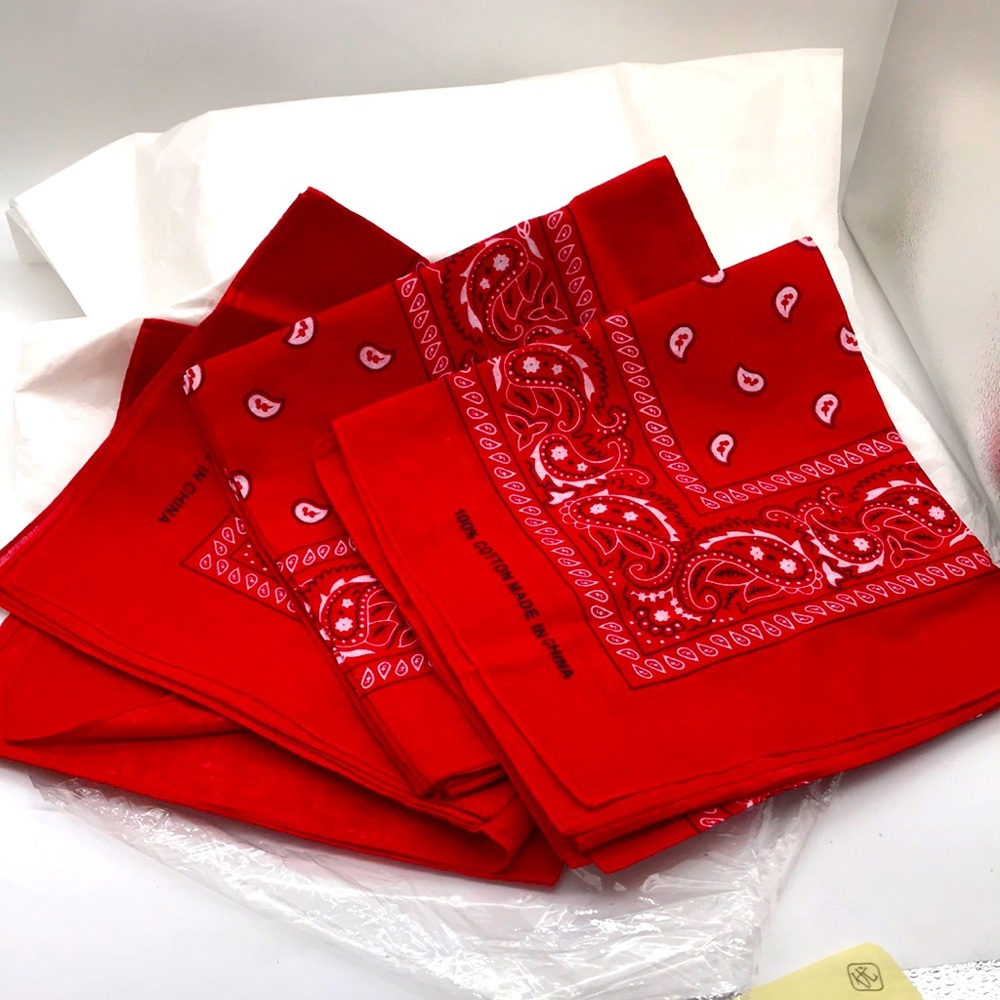 Red Paisley Bandanna’s—Package by a Dozen 21 x 21”
